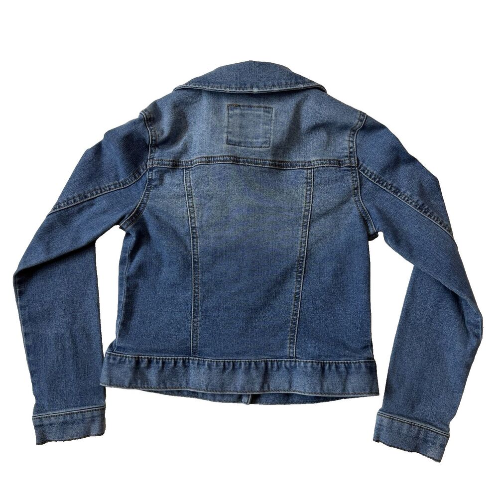 Mudd Girls Distressed Blue Denim Button Up Jacket, 10 - Picture 3 of 9